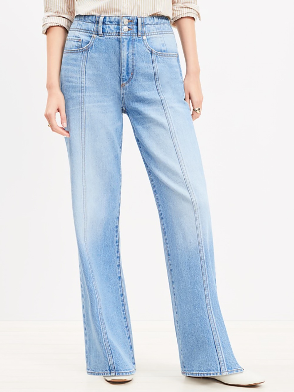 Loft Seamed Wide Leg Jeans